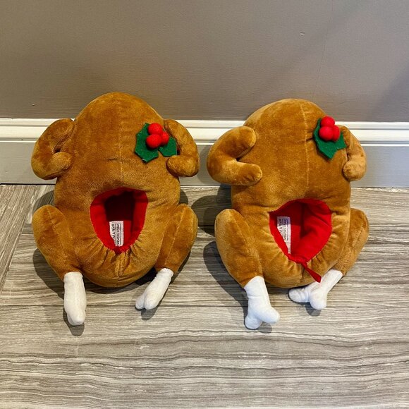 Primark Unique Holiday Thanksgiving Christmas Roasted Turkey Slippers Size 7/8 - Picture 1 of 6